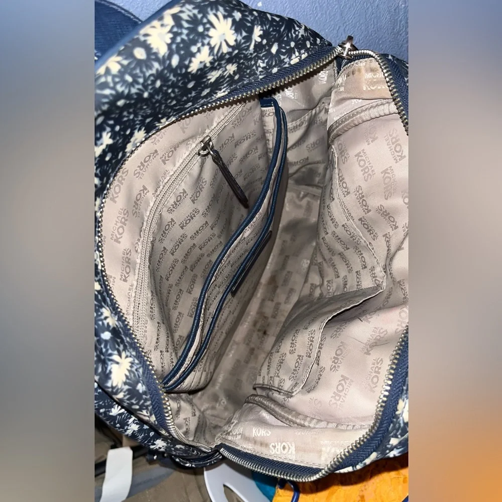 Michael Kors Navy and White Daisy Print Backpack